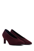 Kadın Bordo Kısa İnce Topuklu Süet Deri Stiletto | Derimod