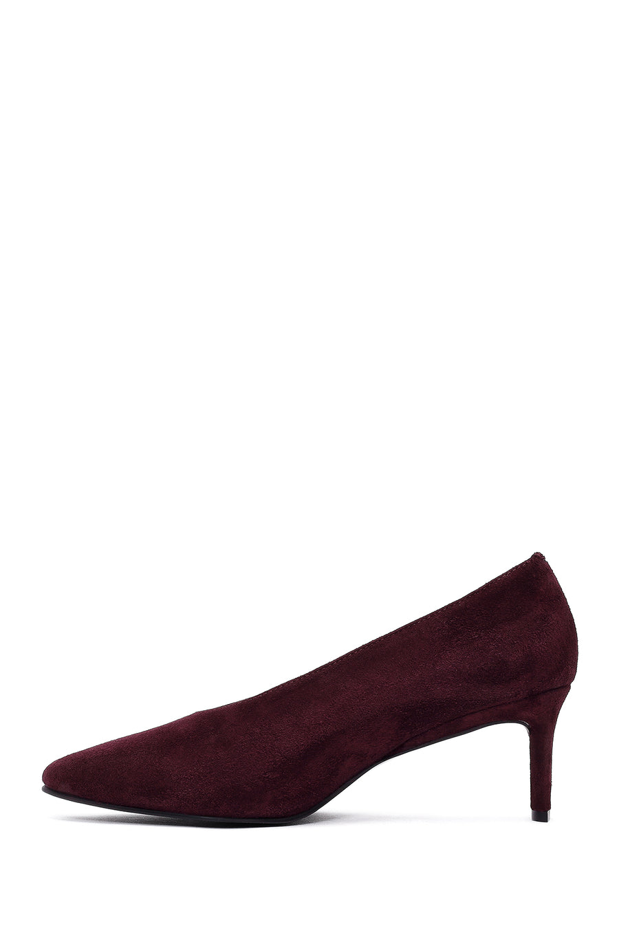 Kadın Bordo Kısa İnce Topuklu Süet Deri Stiletto