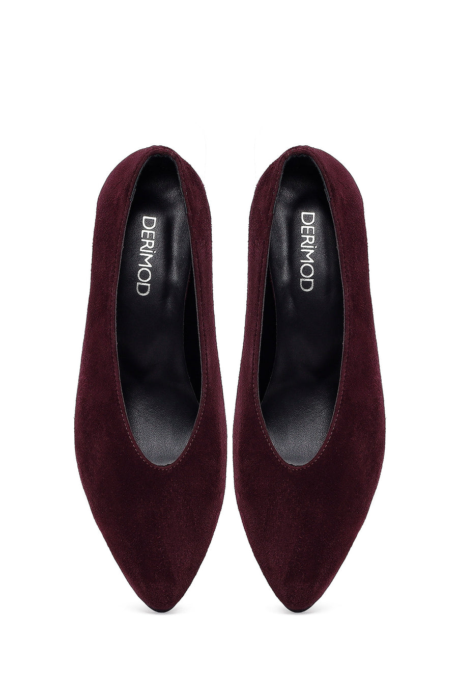 Kadın Bordo Kısa İnce Topuklu Süet Deri Stiletto