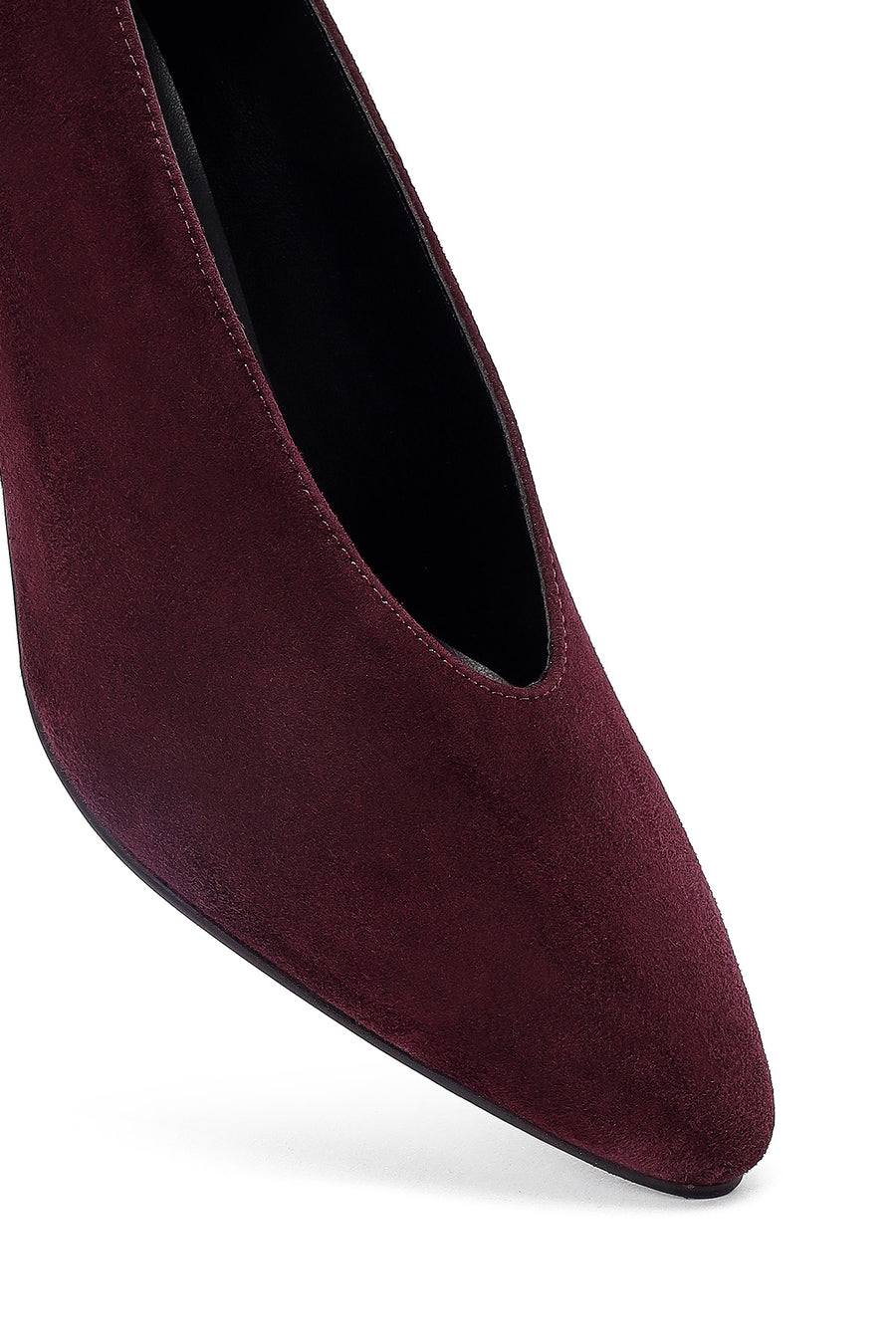 Kadın Bordo Kısa İnce Topuklu Süet Deri Stiletto