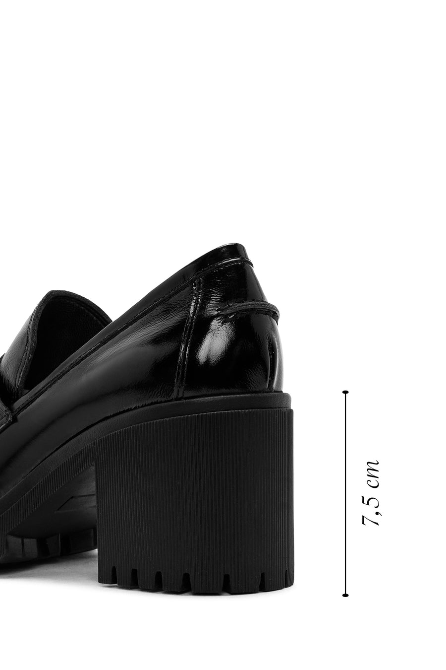 Woman Black Thick Heel Patent Leather Leather Masculine Loafer