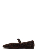 Woman Brown Leopard Pattern Buckled Suede Leather Babet | Derimod