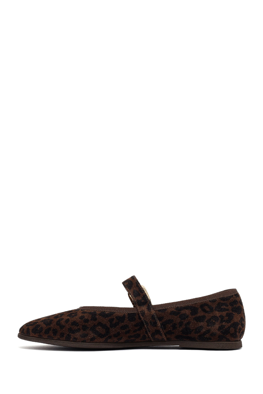 Woman Brown Leopard Pattern Buckled Suede Leather Babet