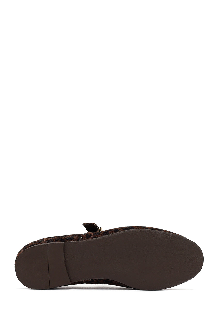 Woman Brown Leopard Pattern Buckled Suede Leather Babet
