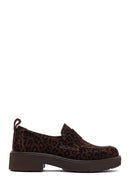 Woman Leopard Print Suede Leather Masculine Loafer | Derimod