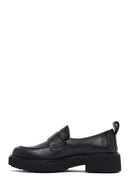 Woman Black Leather Masculine Loafer | Derimod
