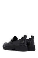 Woman Black Leather Masculine Loafer | Derimod
