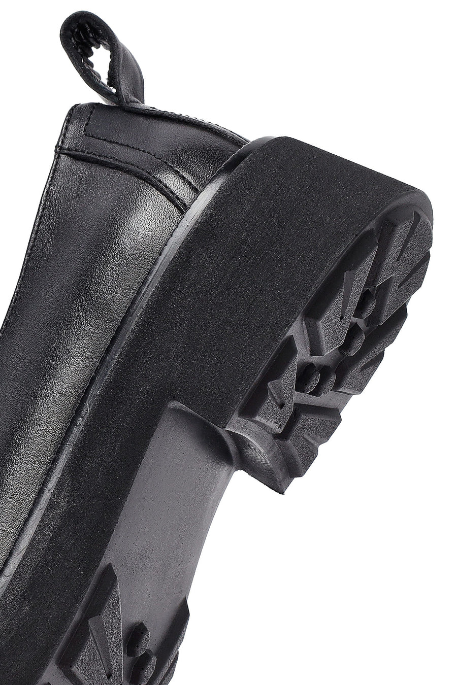 Woman Black Leather Masculine Loafer