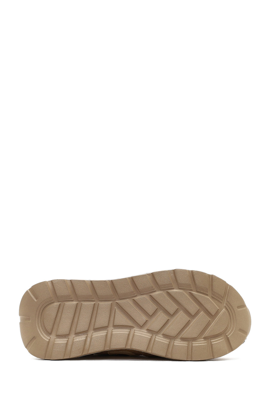 Women's Beige Lace-Up Thick-Soled Suede Leather Sneaker