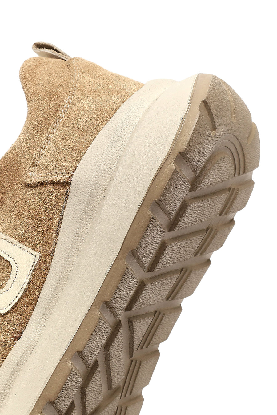 Women's Beige Lace-Up Thick-Soled Suede Leather Sneaker