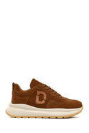 Women's Tan Lace-Up Thick-Soled Suede Leather Sneaker | Derimod