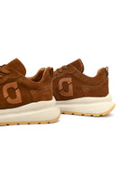 Women's Tan Lace-Up Thick-Soled Suede Leather Sneaker | Derimod