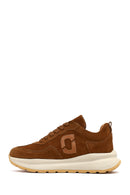 Women's Tan Lace-Up Thick-Soled Suede Leather Sneaker | Derimod
