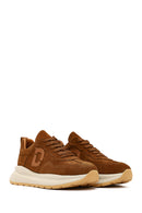 Women's Tan Lace-Up Thick-Soled Suede Leather Sneaker | Derimod