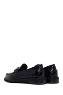 Women's Black Buckled Leather Masculine Loafer | Derimod