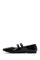 Woman Black Buckled Patent Leather Leather Babet | Derimod