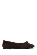 Woman Brown Suede Leather Babet | Derimod