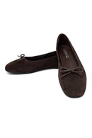 Woman Brown Suede Leather Babet | Derimod