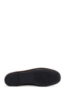 Woman Brown Suede Leather Babet | Derimod