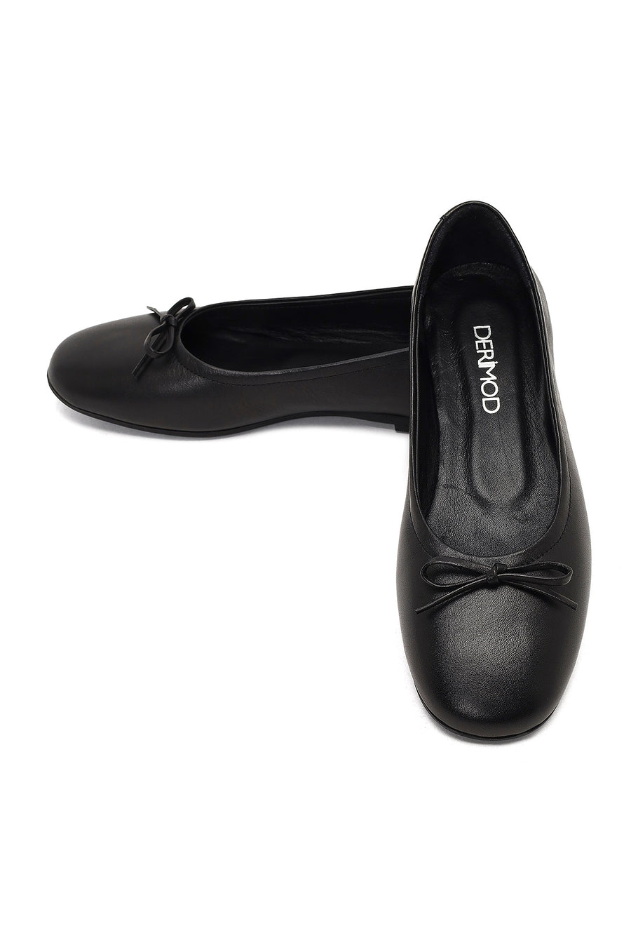 Women's Black Bow Leather Ballet Flat