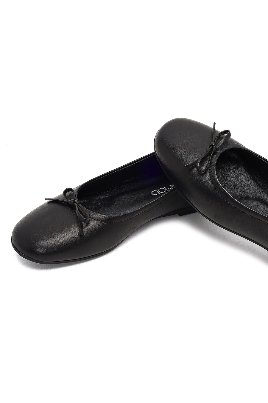 Women's Black Bow Leather Ballet Flat