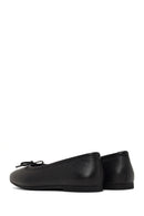 Women's Black Bow Leather Ballet Flat | Derimod