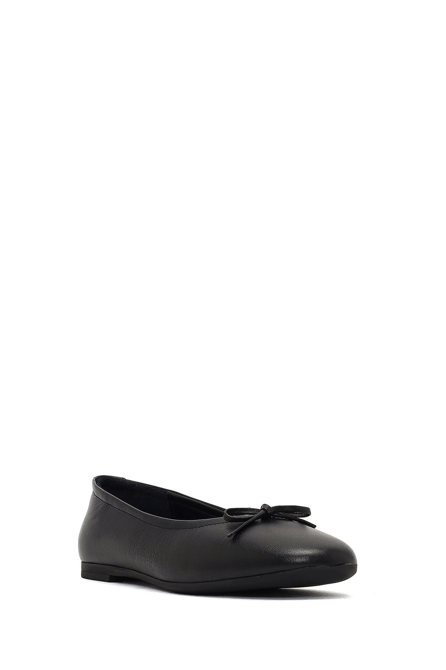 Women's Black Bow Leather Ballet Flat