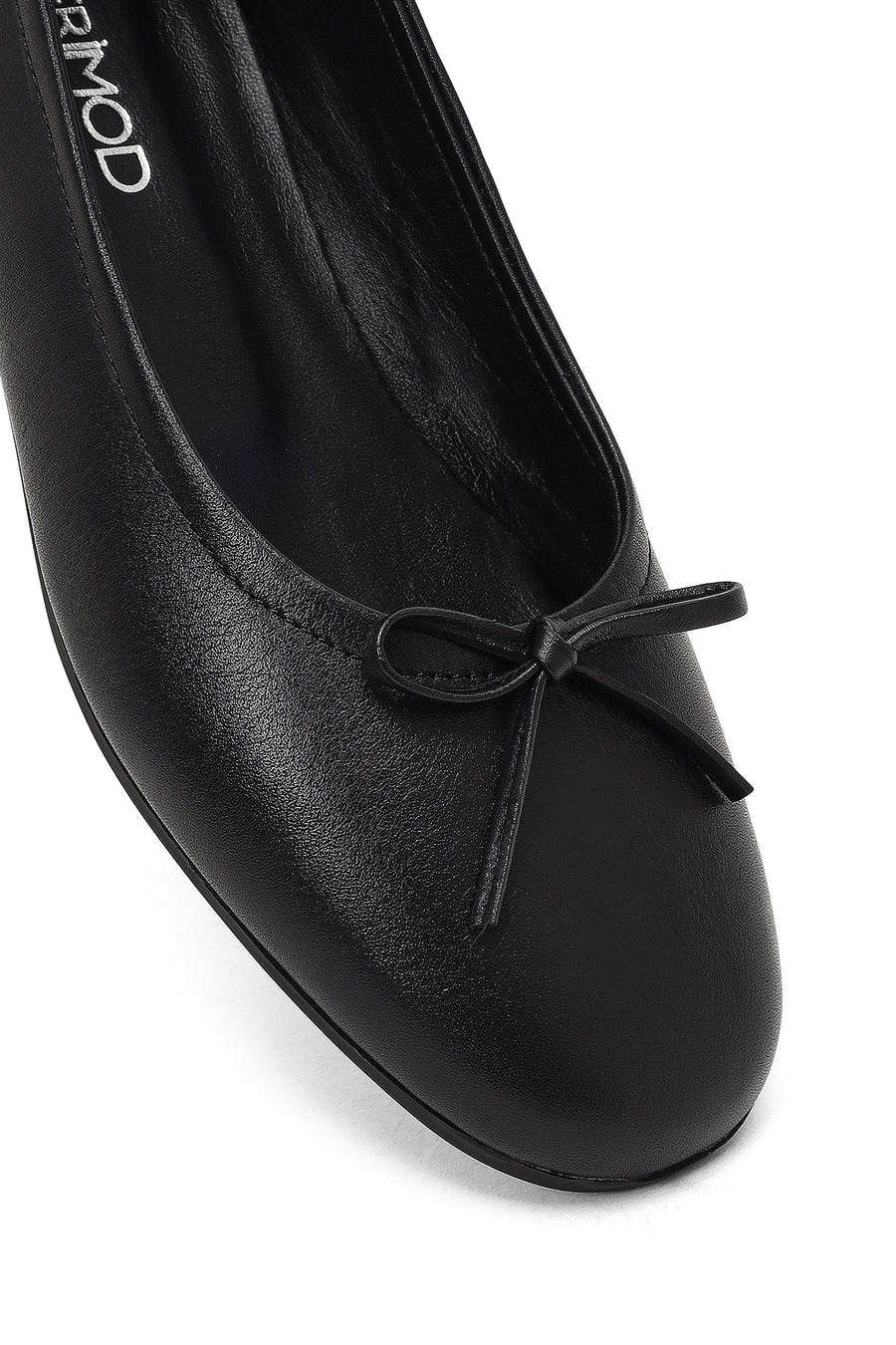 Women's Black Bow Leather Ballet Flat