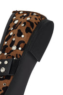 Woman Leopard Buckled Suede Leather Babet | Derimod