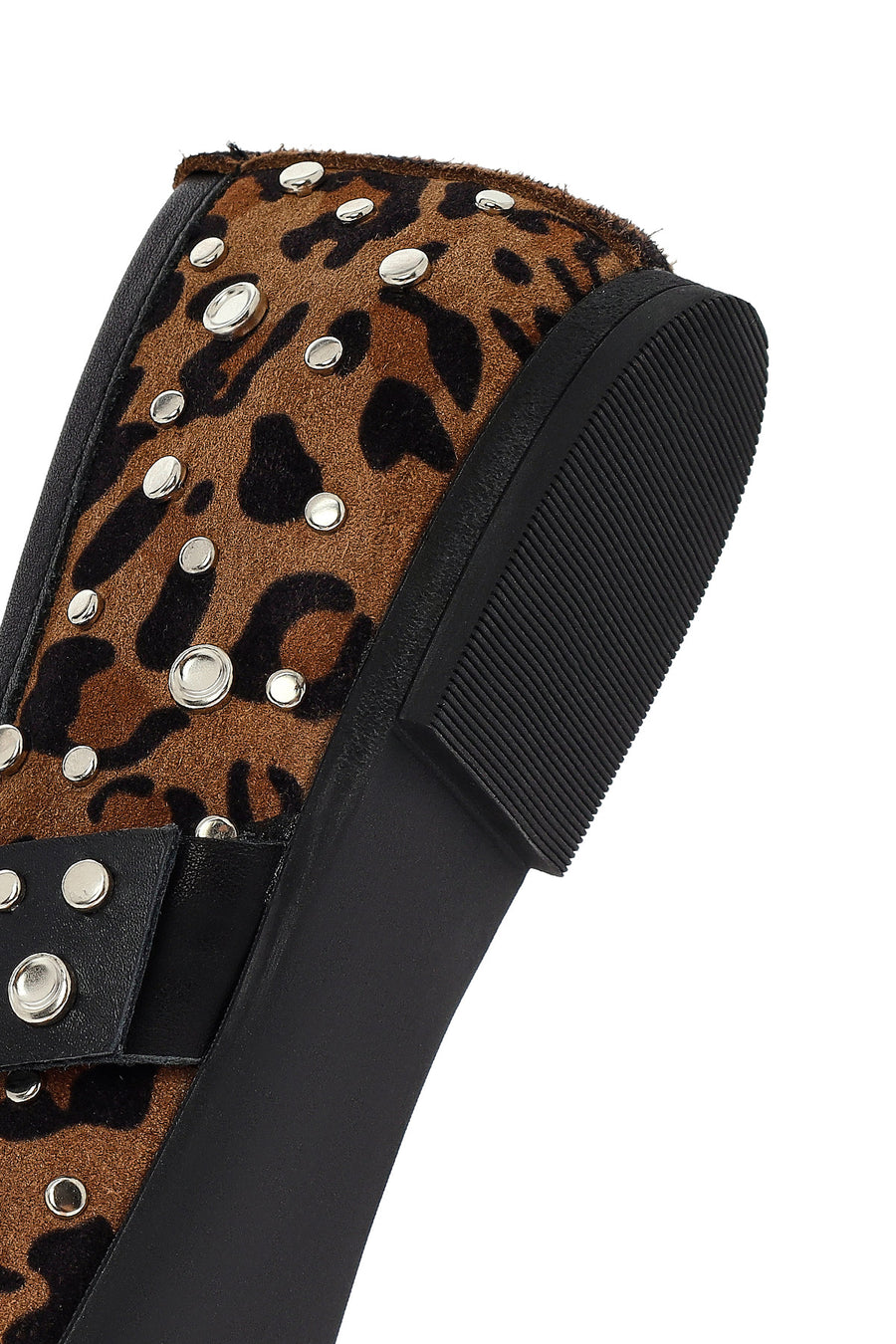 Woman Leopard Buckled Suede Leather Babet