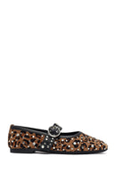 Woman Leopard Buckled Suede Leather Babet | Derimod
