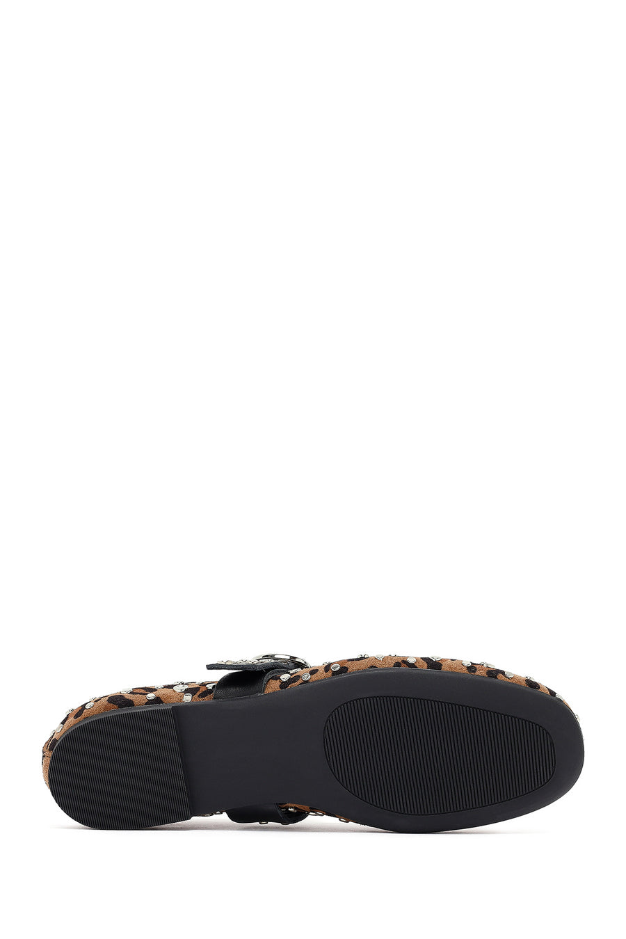 Woman Leopard Buckled Suede Leather Babet