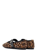 Woman Leopard Buckled Suede Leather Babet | Derimod