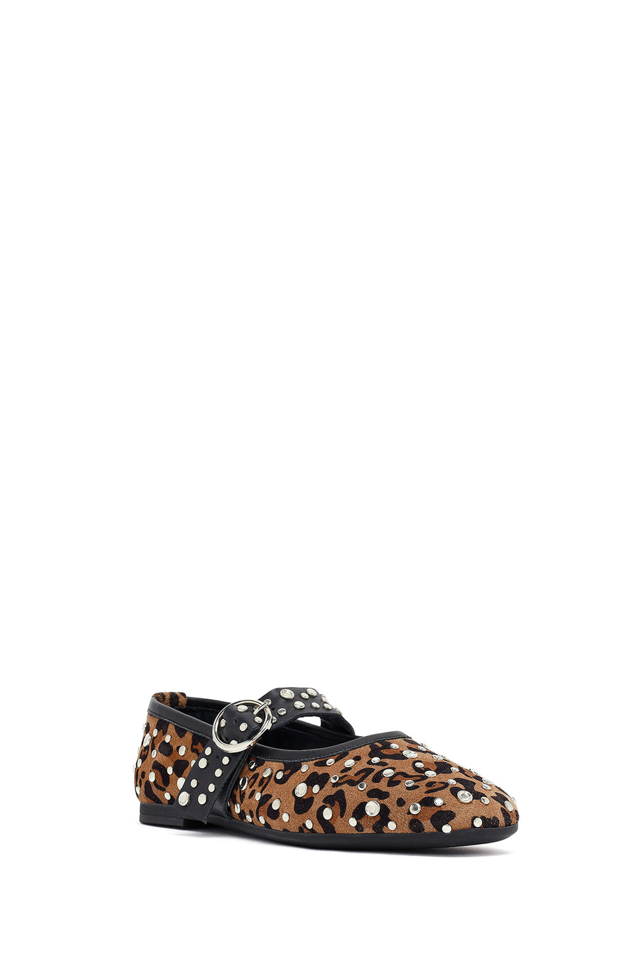 Woman Leopard Buckled Suede Leather Babet