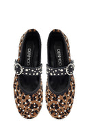Woman Leopard Buckled Suede Leather Babet | Derimod