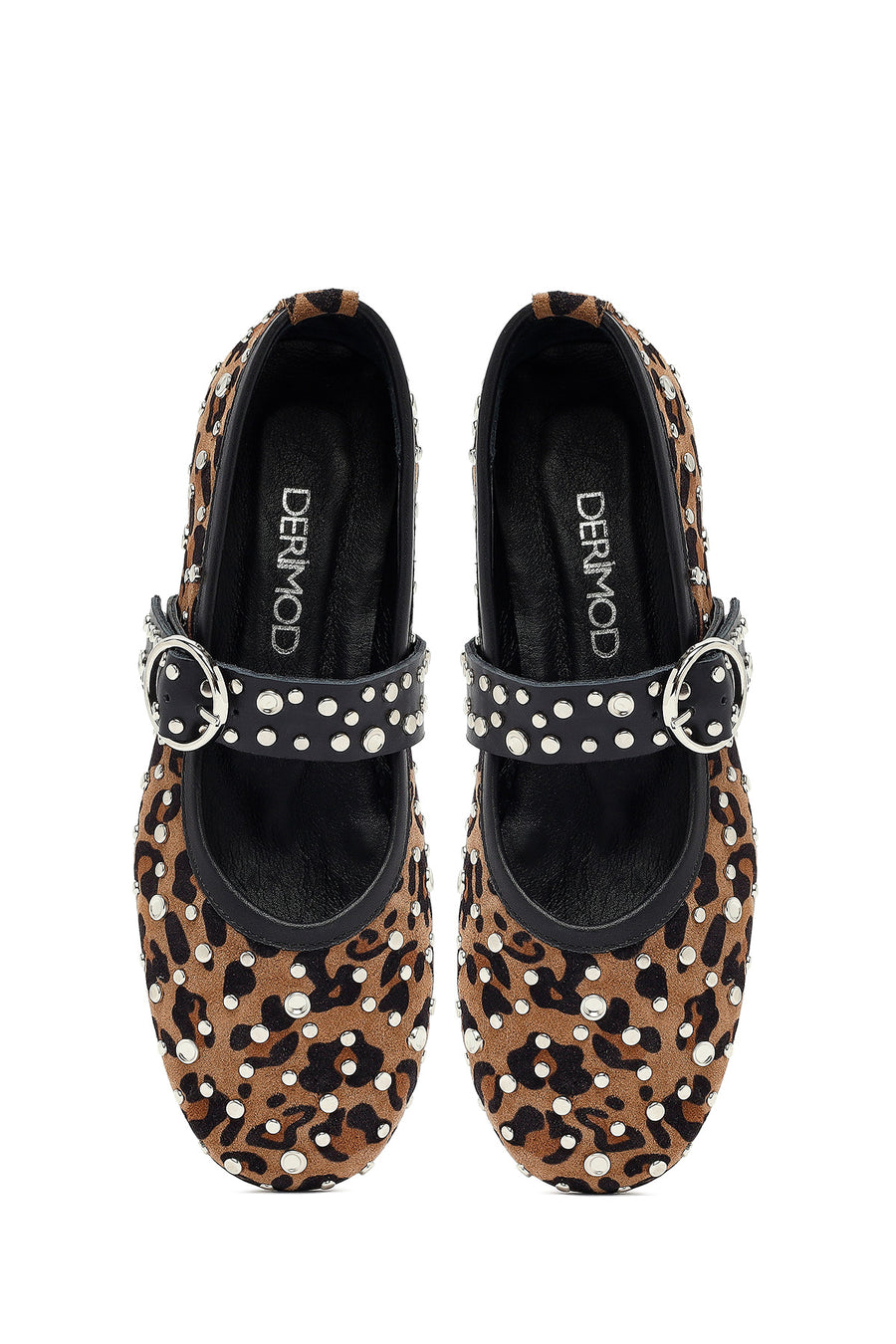 Woman Leopard Buckled Suede Leather Babet