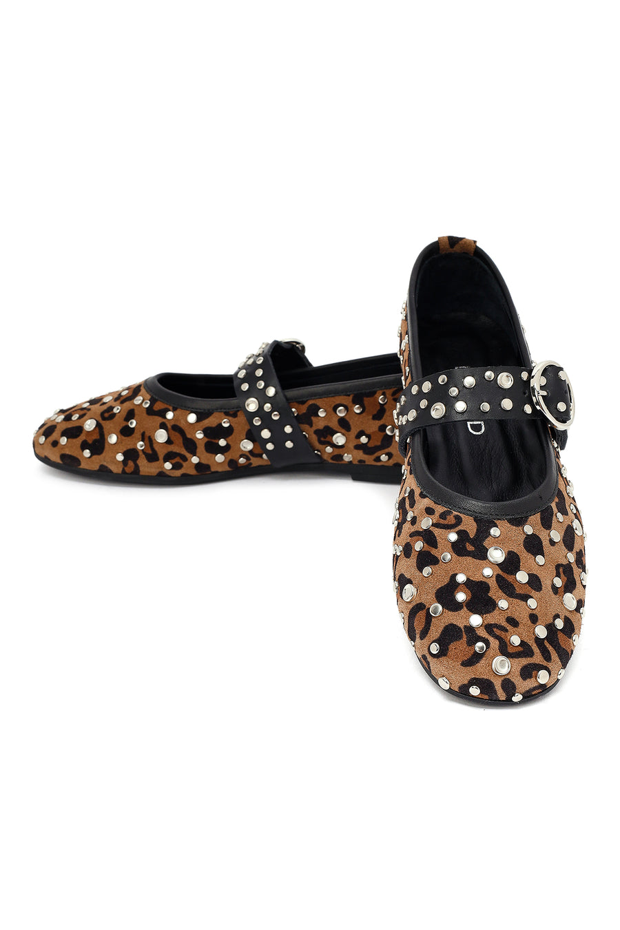 Woman Leopard Buckled Suede Leather Babet