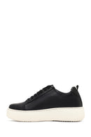 Women's Black Lace-Up Thick-Soled Leather Sneaker | Derimod
