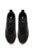 Women's Black Lace-Up Thick-Soled Leather Sneaker | Derimod