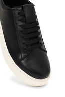 Women's Black Lace-Up Thick-Soled Leather Sneaker | Derimod