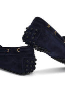 Women's Navy Blue Tassel Suede Leather Loafer | Derimod