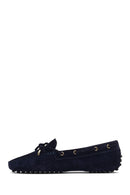 Women's Navy Blue Tassel Suede Leather Loafer | Derimod