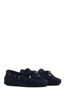 Women's Navy Blue Tassel Suede Leather Loafer | Derimod