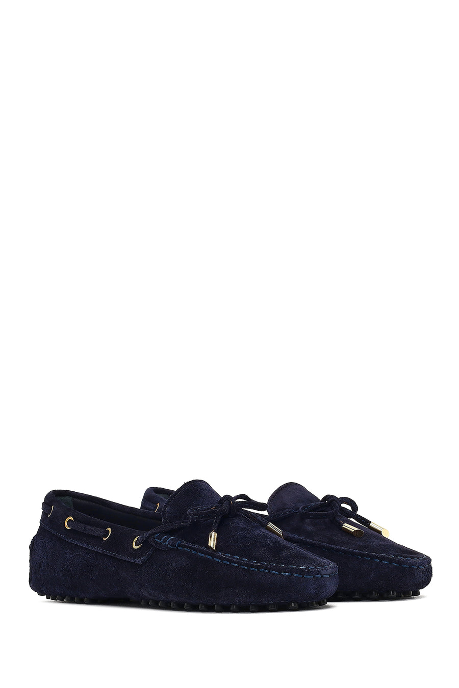 Women's Navy Blue Tassel Suede Leather Loafer