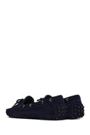 Women's Navy Blue Tassel Suede Leather Loafer | Derimod