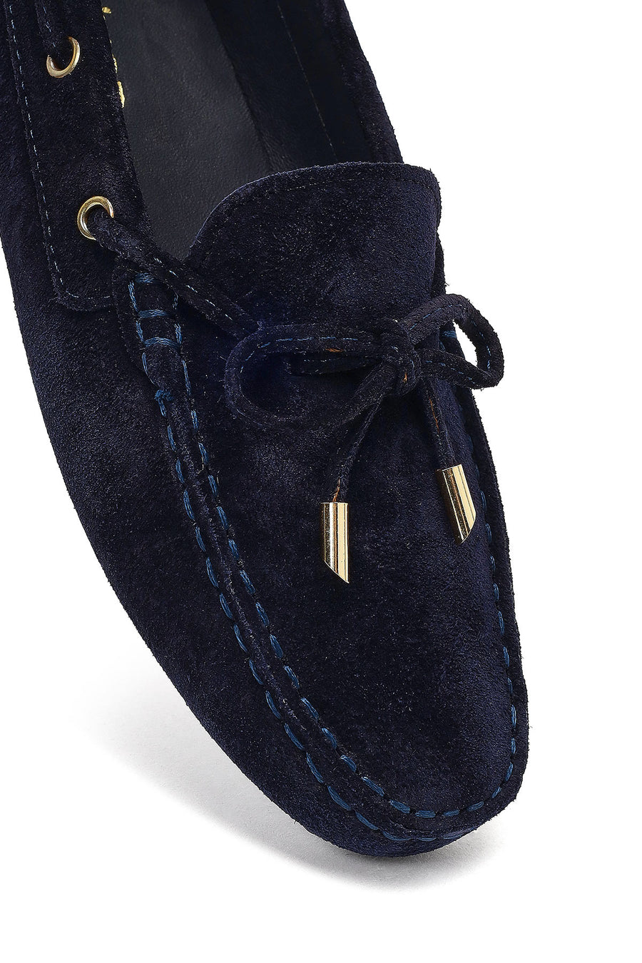 Women's Navy Blue Tassel Suede Leather Loafer