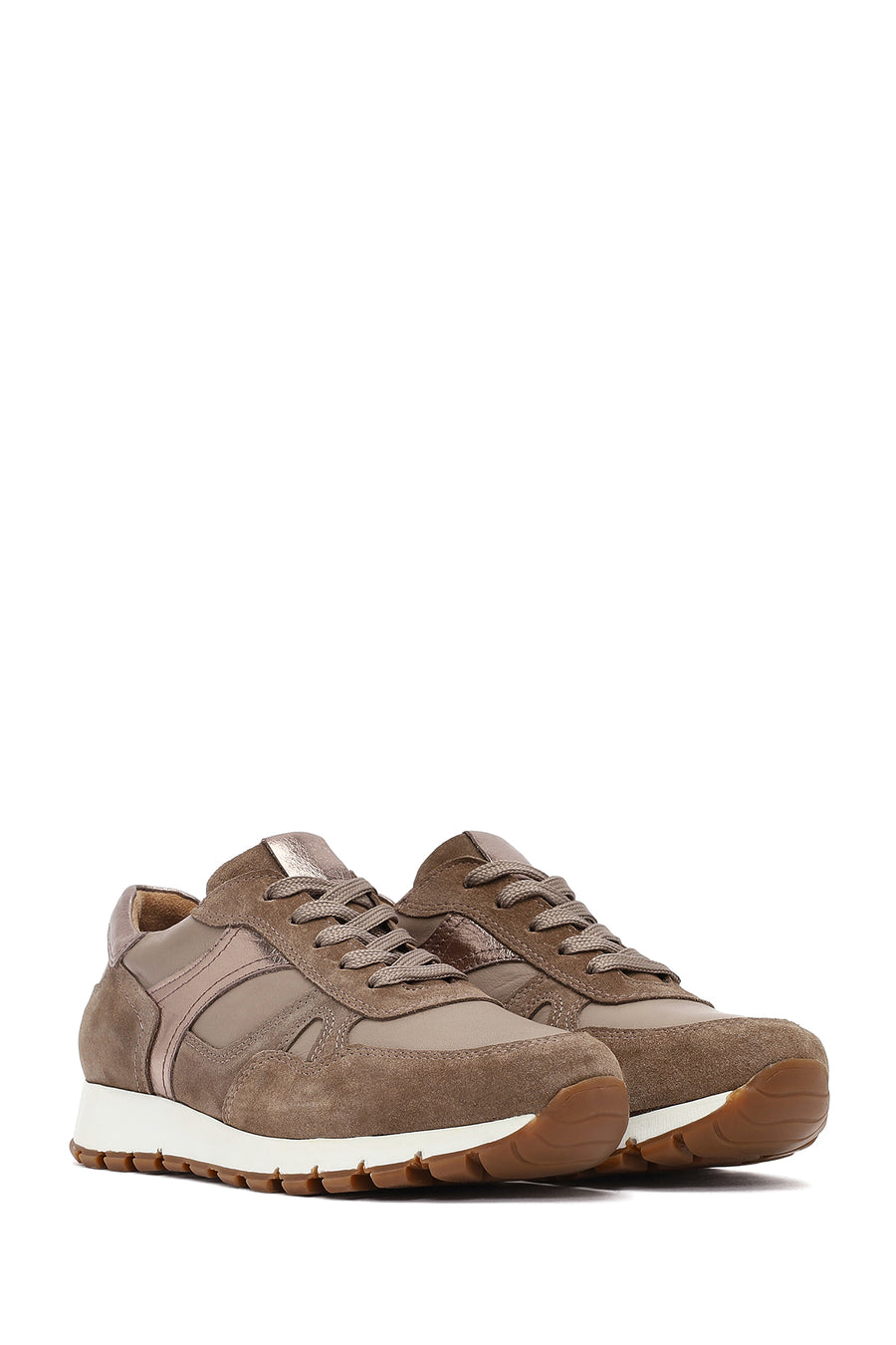 Woman Mink Laced Leather Sneakers