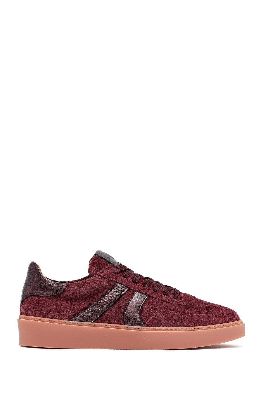 Kadın Bordo Bağcıklı Süet Deri Sneaker 25AFD370910 | Derimod