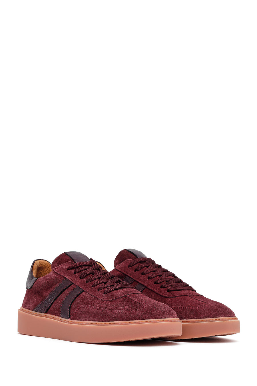 Kadın Bordo Bağcıklı Süet Deri Sneaker
