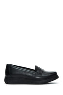 Woman Siyah Leather Comfort Loafer | Derimod